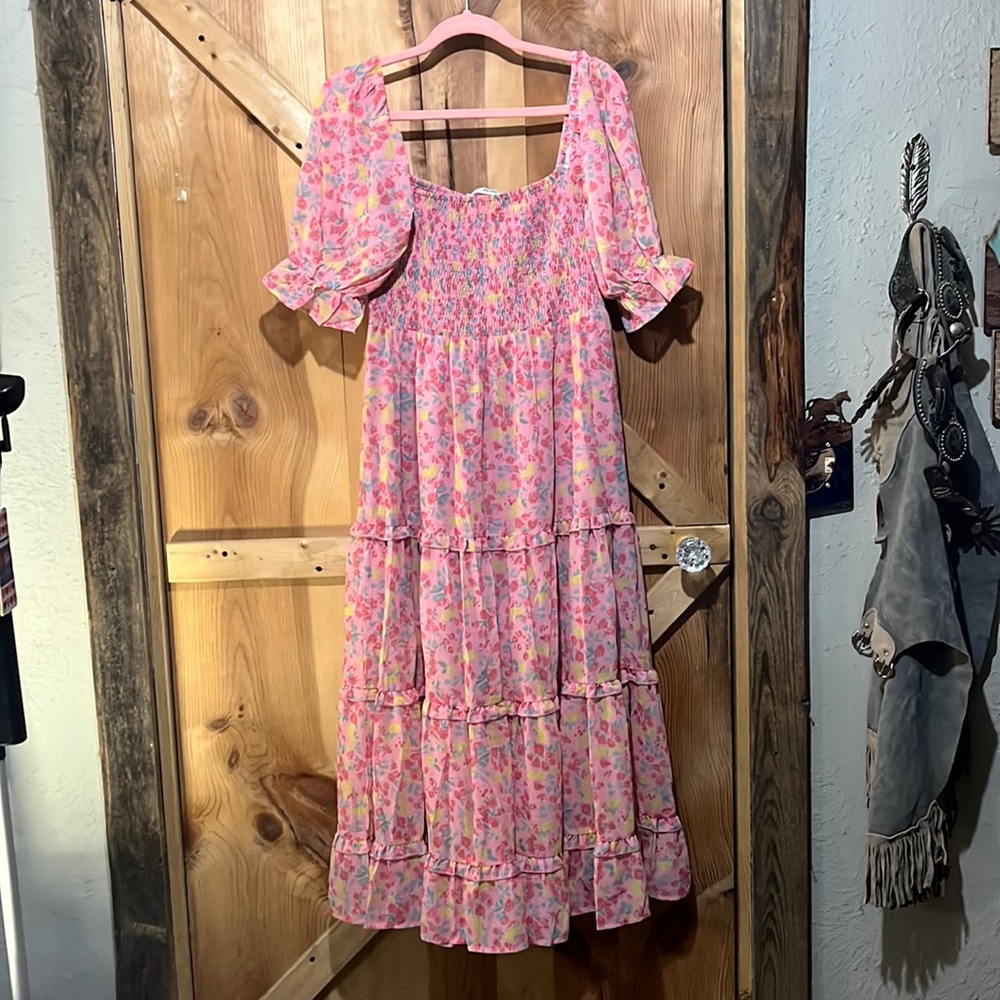 NWT R. Yiposha boHo rose floral light weight lined size large 12/14 dress